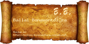 Ballai Bonaventúra névjegykártya